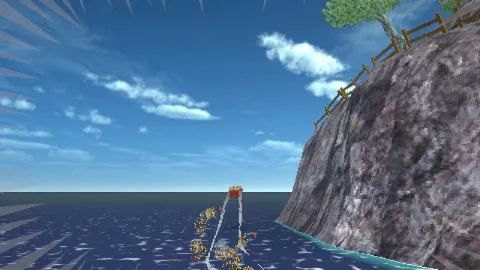 A house wave-dashing across the ocean