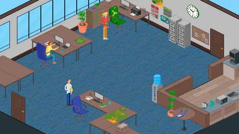 Protagonist in his office