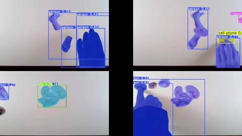 Screenshots from real-time face and object recognition of exquisite corpse.