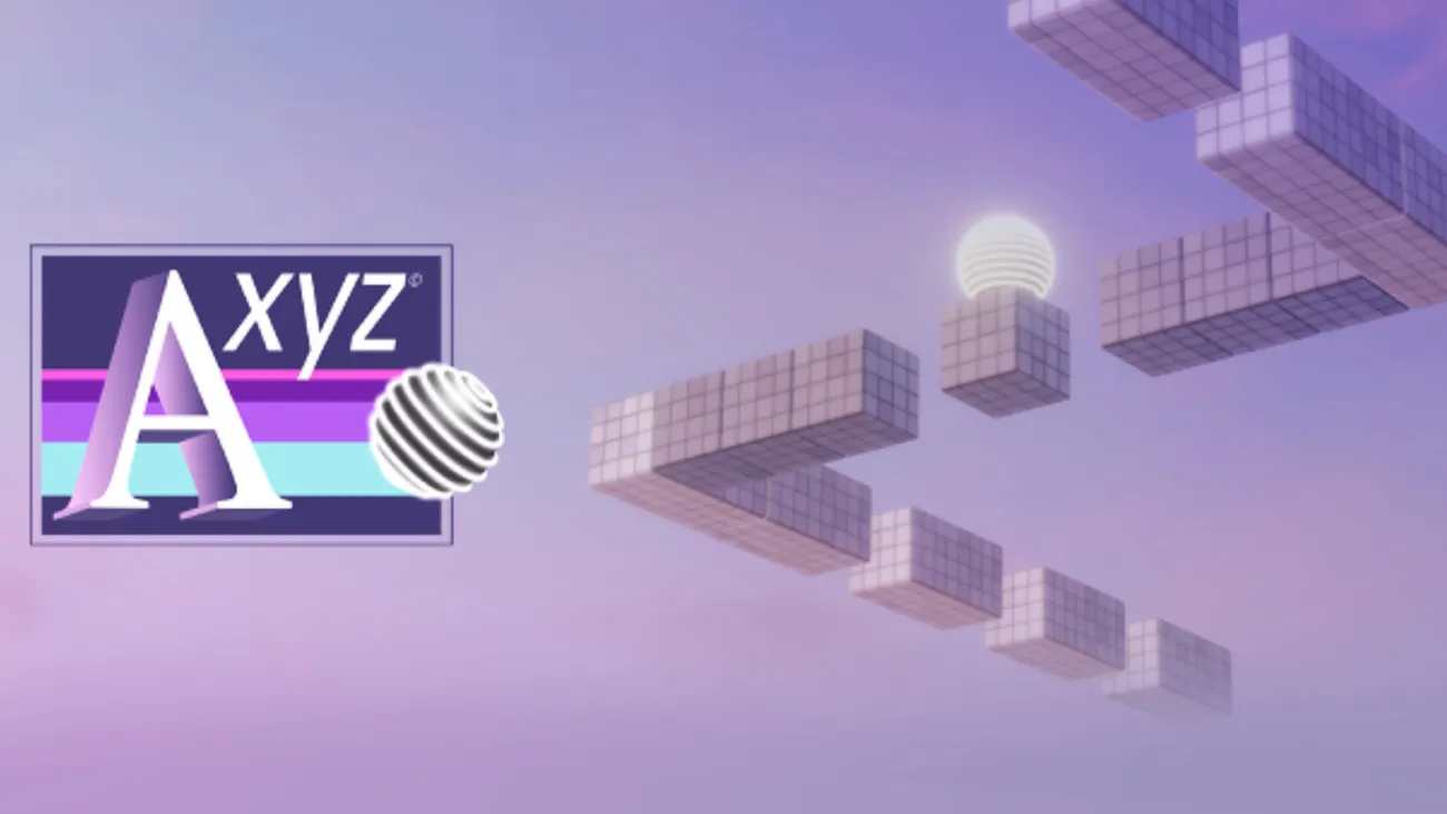 Axyz logo - a ball sits on top of a collection blocks