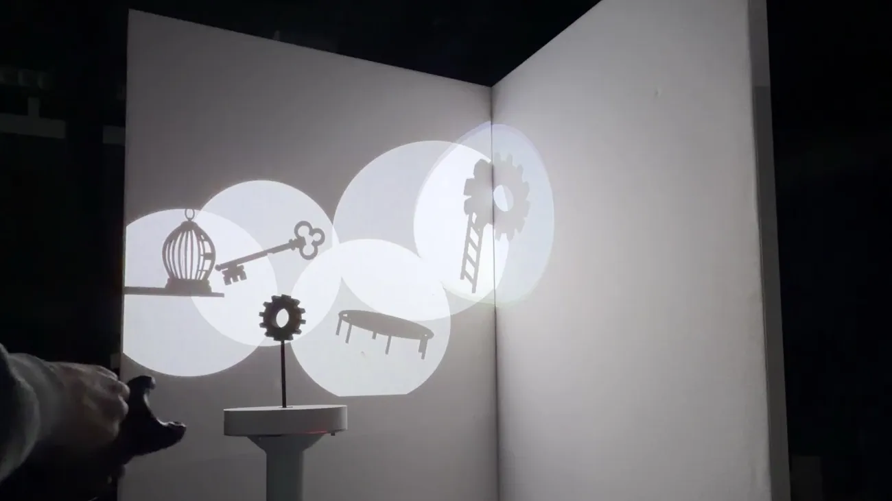 shadows of different objects projected onto a white corner