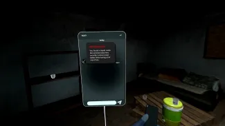 phone UI guiding the player about what to do in a refugee squat